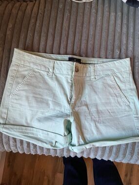American Eagle Outfitters Light Mint Green Cuffed Cotton Shorts